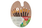 Kreativitet & Hobbyartikler - Nassau Wooden palette with 4 flat and 4 round  brushes - K-AR0822/GE