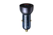 Mobil - Adaptere & Opladere - Baseus Dual Quick Charger Car Charger Particular Digital Display QC+PPS 65W (grey) - CCKX-C0G