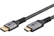 Skærmkabel - Pro Displayport 1.2 - HDMI 2.0 Sleeved - 2m - Sort - DP1.2HDMI20BB2