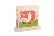 Babylegetøj - Bigjigs Wooden Block Puzzle Pets 10pcs. - BB104