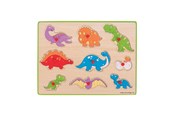 Puslespil - Bigjigs Wooden Stud Puzzle Dino's 9dlg. Wood - BJ257