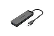 USB hub - Vention Hub 5in1 with 4 Ports USB 3.0 and USB-C cable 0.15m Black USB hub - USB 3.0 - 4 ports - Sort - TGKBB