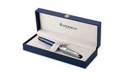Skrive- og Tegneværktøjer - Waterman Expert Deluxe | Fyldepen | Metal & blå lak med palladium belagt trim | Palladium Fin Nib | Gaveæske - 2187650