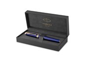 Skrive- og Tegneværktøjer - Parker Ingenuity fyldepen | Core Collection | Blå med guldkant | Medium Nib | Sort blæk | Gaveæske - 2182010