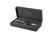 Skrive- og Tegneværktøjer - Parker Ingenuity kuglepen | Core Collection | Sort med guldkant | Medium Point med sort blæk | Gaveæske - 2182008