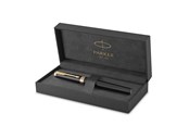 Skrive- og Tegneværktøjer - Parker Ingenuity rullekuglepen | Core Collection | Sort med guldkant | Fin punkt med sort blæk | Gaveæske - 2182007