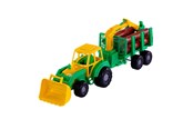Legetøjsbil - Cavallino Toys Cavallino Junior Tractor with Crane Trailer and Wood 46cm - 3016WD01