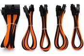 Strømkabel (intern) - DUTZO Sleeved strøm forlængerkabel kit (v2) - Sort / Orange - DSC-PCEV230CMBO
