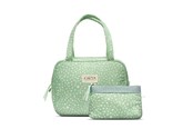 Makeup - Karen Denmark 2 pcs Cosmetic bag with handle Green/White Print - 5713982011326