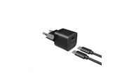 Mobil - Adaptere & Opladere - FIXED Hurtig Hjemmeoplader USB-C 20W+USB-C kabel 1m Sort - FIXC20M-CC-BK