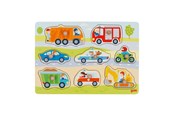 Puslespil - Goki Wooden Stud Puzzle Vehicles 7 pcs. Wood - 57400
