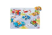 Puslespil - Goki Wooden Stud Puzzle Vehicles with Sound 6 pcs. Wood - 57399