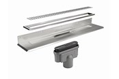Afløb - Unidrain Komplet gulvafløb mod bagvæg 800 mm, 10 mm ramme, Column rist, 75 mm lodret udløbsghus - 4012.0800