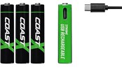 Lommelygter og pandelamper - Coast Batteri 1,5V AAA, Li-Ion genopladelig 750 mAh, USB-C kabel, pakke á 4 stk. - 100047535