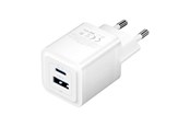 Mobil - Adaptere & Opladere - Vention Wall charger  FEQW0-EU USB-C + USB- A 30W/30W  GaN (white) - FEQW0-EU