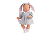 Dukker & Tilbehør - Asi Koke baby doll in gray dress with a hood with rabbit ears 36 cm - 24405980