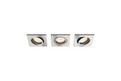 Lamper - Philips DONEGAL indbygningsspot, firkantet, 3-pak, børstet stål - 915005424731