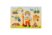 Puslespil - Goki Wooden Stud Puzzle Construction Worker 8 pcs Wood - 57406
