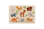 Puslespil - Goki Wooden Stud Puzzle Forest Animals 9 pcs. Wood - 57387
