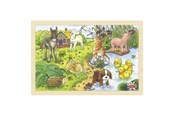 Puslespil - Goki Wooden Jigsaw Puzzle Baby Animals 24 pcs. Wood - 57890