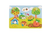 Puslespil - Goki Wooden Background Shape Puzzle in the Garden 8 pcs. Wood - 57473