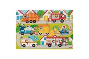 Puslespil - Goki Wooden Background Shape Puzzle in the Streets 7 pcs. Wood - 57474
