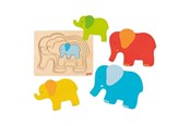 Puslespil - Goki Wooden Layer Puzzle Elephant 5 pcs. Wood - 57450