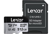 Hukommelseskort - Lexar Professional Silver Plus MicroSD/SD - 205MB/s - 512GB - LMSSIPL512G-BNANG