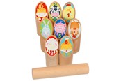Havespil - Wooden Viking Game Animals Kubb in Cotton Bag - 56648