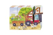 Puslespil - Goki Wooden Block Puzzle Seasons on the Farm 12 pcs. Blok - 57839