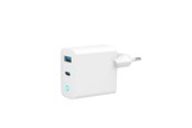 Mobil - Adaptere & Opladere - Gembird Universal GaN USB charger with LED QC 3.0 & PD 65W 2-port - White - TA-UC-PDQC65L-W-01
