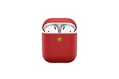Hovedtelefoner/headset - KeyBudz PodSkinz Artisan Series Leather Case - Handcrafted Leather Case for your Airpods - Red - AP_S3_RED
