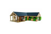 Trælegetøj - Kids Globe - Horse Corner Stable with 3 Boxes and Storage 1:24 - 610211