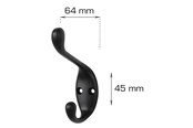 Beslag & hængsler - Home>it HOME It® hattekrog 95 x 64 mm matsort - 5708614212516