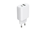 Mobil - Adaptere & Opladere - GEAR Charger 220V 1xUSB-C + 1xUSB-A PD/PPS 30W + 18W QC - White - 665134