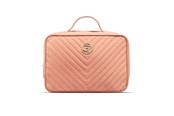 Anden personlig pleje - Gillian Jones 2-Rums Traincase - Coral Quiltet nylon - 10007-40
