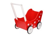Dukke, bamse og udstyr - Playwood Doll's Pram Red with Hearts - PW 2346