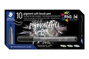 Skrive- og Tegneværktøjer - Staedtler BRUSH PEN SOFT/PIGMENT, ÆSKE 10 STK, COOL GRÅ MØRK - 372-871