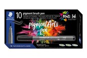 Skrive- og Tegneværktøjer - Staedtler BRUSH PIGMENT PEN, ÆSKE 10 STK, ISBLÅ - 371-310