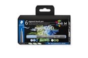Skrive- og Tegneværktøjer - Staedtler BRUSH PEN PIGMENT BLÅ/GRØN 6stk/ass - 371 C6-8