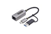 Netværksadapter (netkort, printserver mv.) - StarTech.com USB-C to Ethernet Adapter w/USB-A Adapter Realtek RTL8153B - network adapter - USB-C 3.2 Gen 1 - Gigabit Ethernet - C21GA-USB-ETHERNET