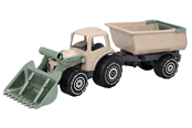Udendørsleg - Plasto Soft Neutrals Traktor med frontlæsser og anhænger. 56,5 cm. - 1672000SNC