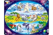 Puslespil - Larsen Puzzles Maxi Animals Around the World 15 pcs Puzzle - LA-NM6