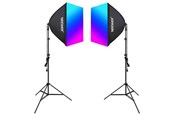Foto & Videotilbehør - Neewer Kit NK800 - Two Softboxes RGB Bulbs 24W (2700-6500K) Tripods Barndoors - B0CF55TW5J
