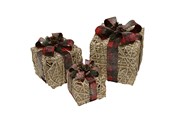 Boligindretning - NORDIC WINTER Christmas gifts w/lights - set of 3 pcs - red - 780-052