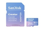 Hukommelseskort - SANDISK Creator MicroSD/SD - 190MB/s - 256GB - SDSQXAV-256G-GN6MS