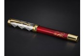 Skrive- og Tegneværktøjer - Parker | Arnold Palmer Signature Edition Fyldepen, Rød lak med guldfarvet hætte og beklædning, medium massiv guldspids, Sort blæk og konverter - 2204537