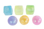 Små gaver til børn - Pocket Money Squeeze Suger ball and square 6cm assorted - 621675