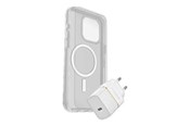 Mobil - Covers & Cases - OtterBox KIT Apple iPhone 15 Pro Max (Symmetry Clear MagSafe / Premium Glass AM / EU USB-C Wall Charger 30W - white) - 78-81248
