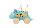 Babylegetøj - Bigjigs Wooden Push Toy Triceratops with Bead Frame - 36085